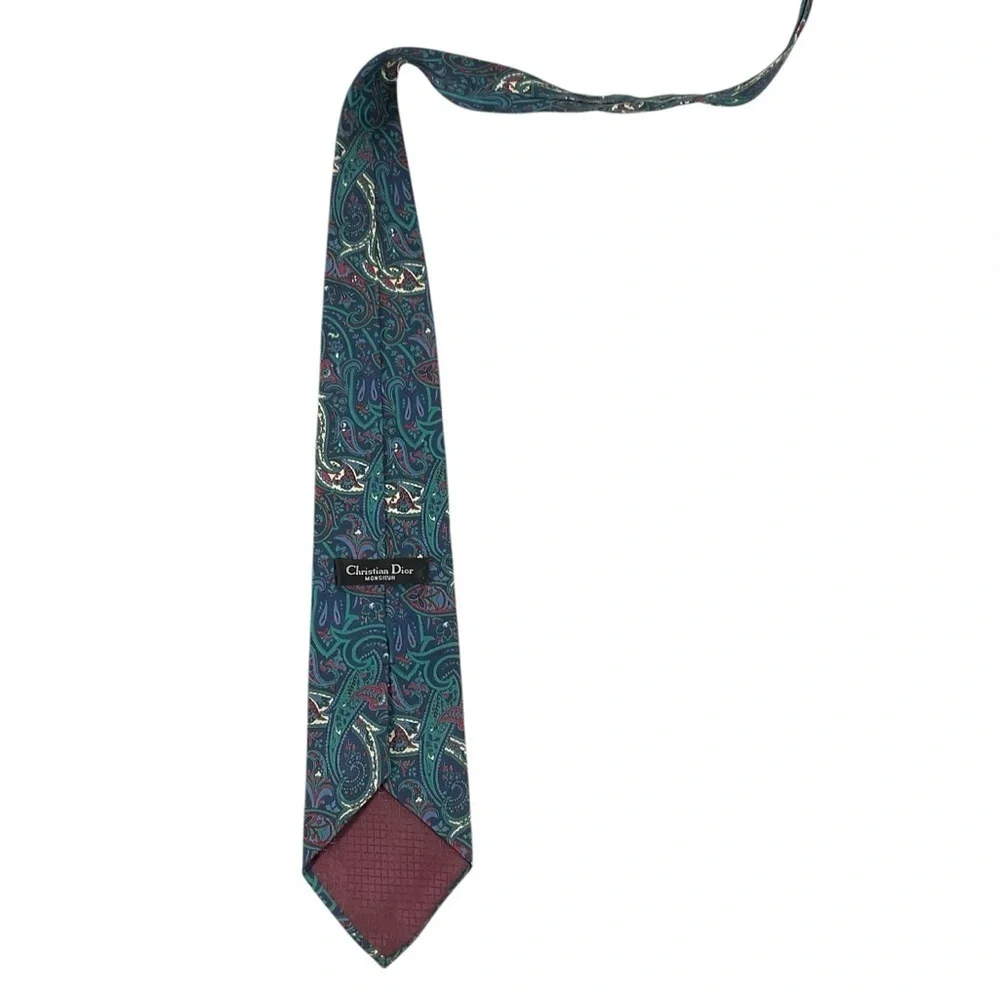 Christian Dior Monsieur Paisley Silk Tie Made in USA 58”
